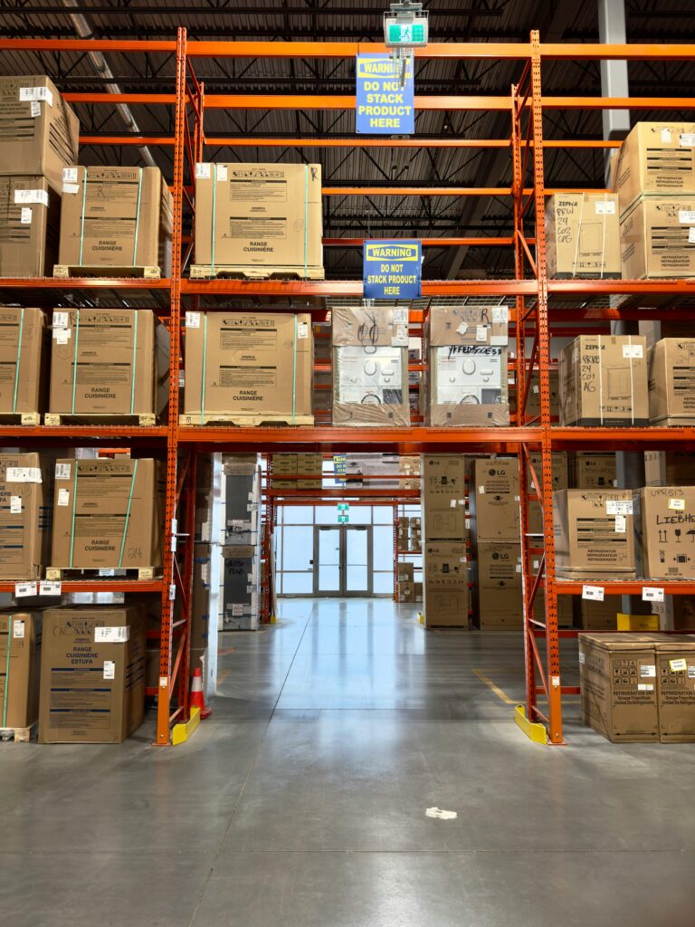 warehouse with cardboard boxes prepared for cargo consolidation and repacking